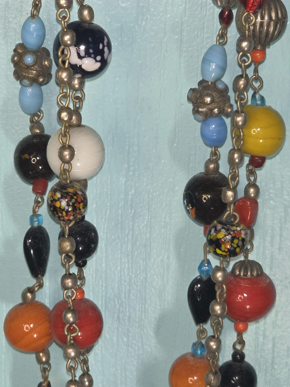 Multicolor Glass Bead Necklace - Bright Bead Ensemble